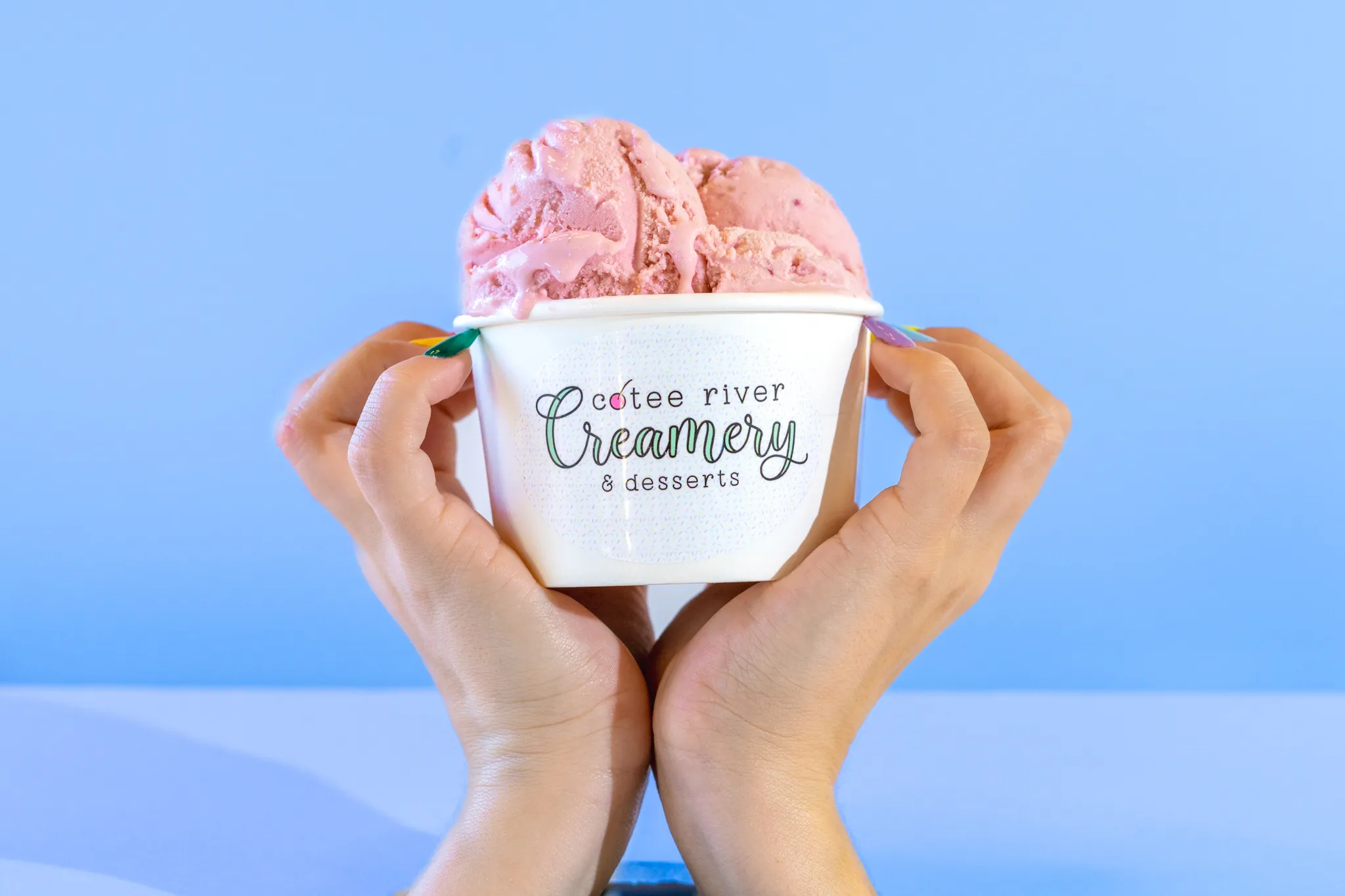 Cotee River Creamery ice cream counter inside The Commons on Grand